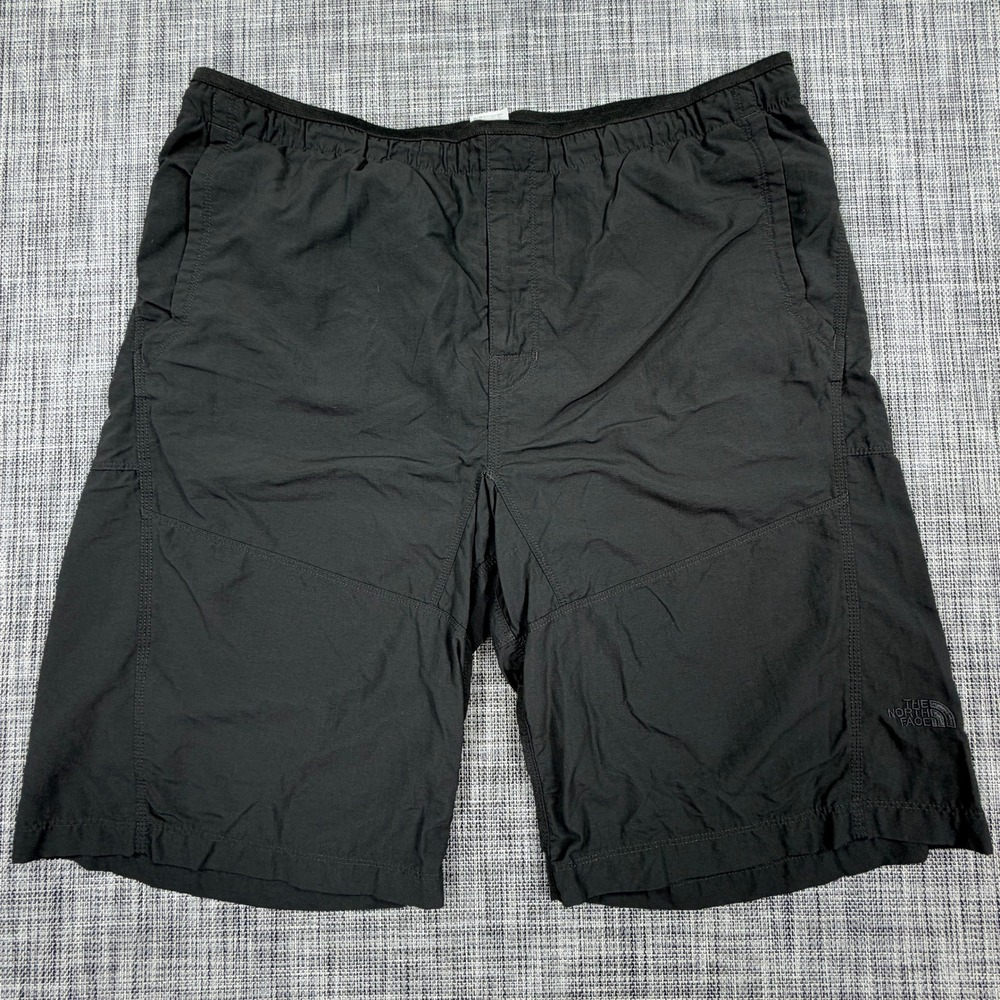 North Face Mens Large Charcoal Gray Nylon Hiking Shorts Elastic Waist Pockets